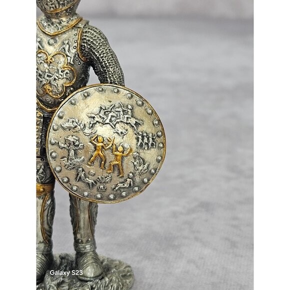 Rare Italy Veronese 2006 Pewter Warrior Knight Statue Figurine w/Sword Shield - Picture 8 of 16